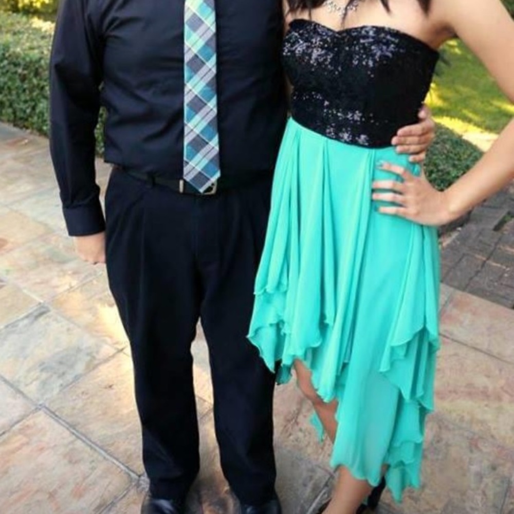 Blue and Black High Low Dress